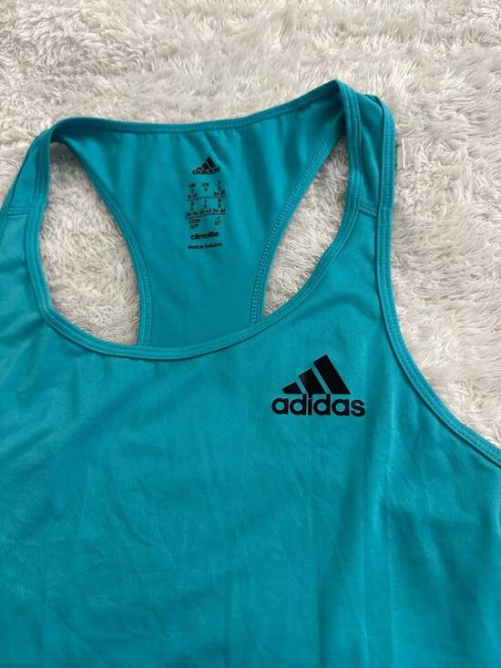 adidas Women's Climalite Essential Racerback Tank Top Turquoise Blue - Picture 2 of 9